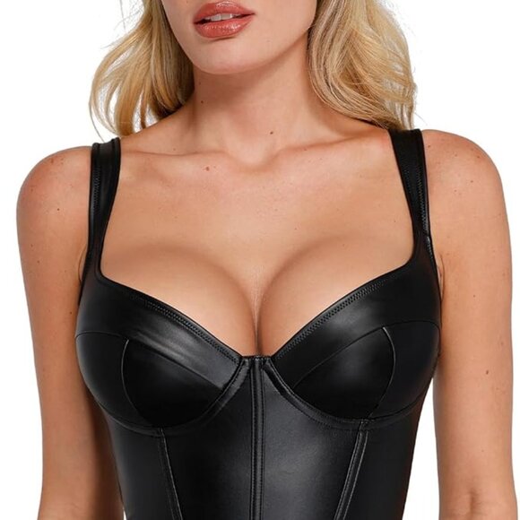 Popilush Leather Corset Bodysuit - Picture 2 of 4